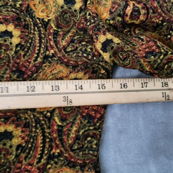 Free People Dress Womens 6 Small Olivia Midi Paisley Print Smocked Pleated Gold - Picture 8 of 11